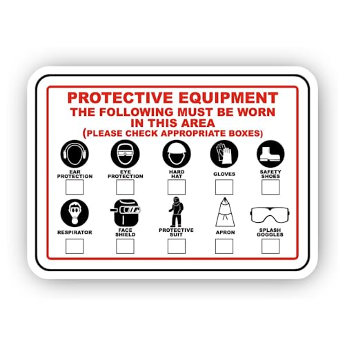 2 (Pieces) 3" and 5" Checklist Style Protective Equipment Requirement Sticker, Waterproof Vinyl Deca