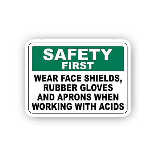 2 (Pieces) 3" and 5" PPE for Working with Acids Sign Sticker, Waterproof Vinyl Decals for Many Purpo
