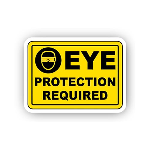 2 (Pieces) 3" and 5" Eye Protection Required Safety Sign Sticker, Waterproof Vinyl Decals for Many P