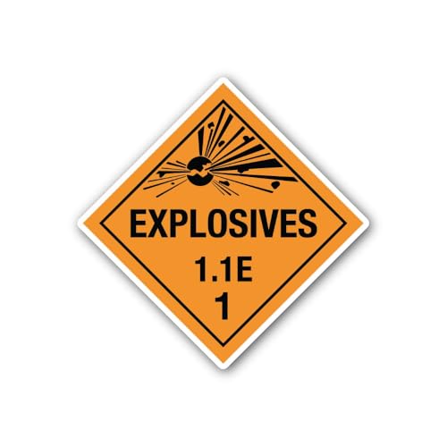 2 (Pieces) 3" and 5" Explosives 1.1E Placard Sticker, Waterproof Vinyl Decals for Many Purpose Like
