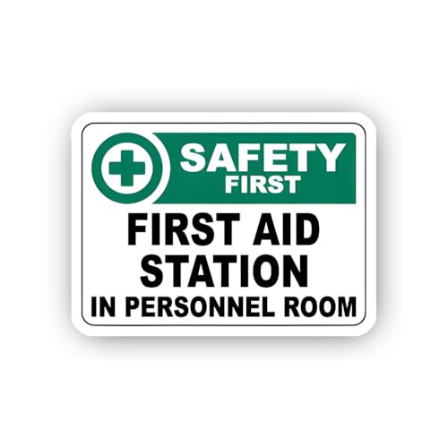 2 (Pieces) 3" and 5" Safety Sign: First Aid Station in Personnel Room Sticker, Waterproof Vinyl Deca