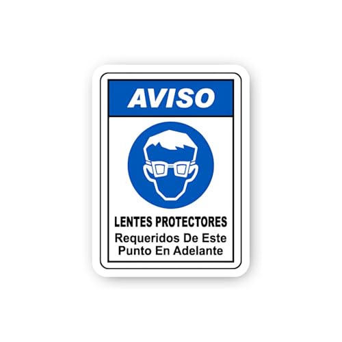 2 (Pieces) 3" and 5" Aviso: Safety Glasses Required Sticker, Waterproof Vinyl Decals for Many Purpos