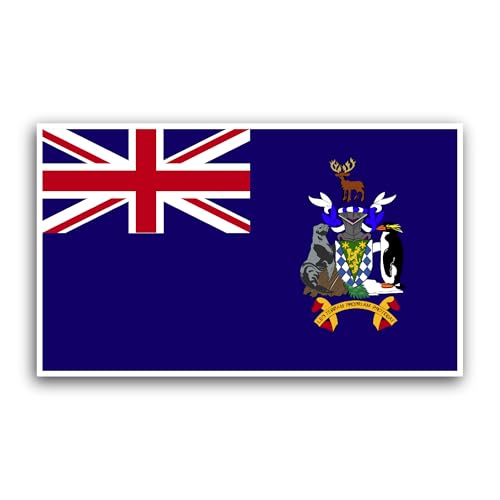 2 (Pieces) 3" and 5" South Georgia and The South Sandwich Islands Flag Sticker, Waterproof Vinyl Dec