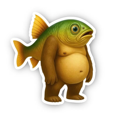 2 (Pieces) 3" and 5" Fish Head Bear Sticker, Waterproof Vinyl Decals for Many Purpose Like Cars, Tru