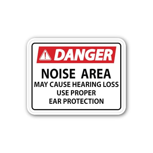 2 (Pieces) 3" and 5" Danger Noise Area Sign Sticker, Waterproof Vinyl Decals for Many Purpose Like C