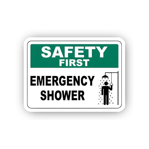 2 (Pieces) 3" and 5" Safety Sign: Emergency Shower with Graphic Sticker, Waterproof Vinyl Decals for