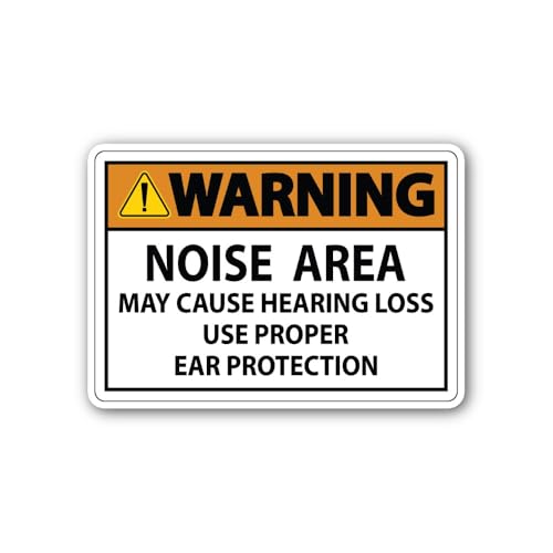 2 (Pieces) 3" and 5" High Noise Area Warning Sign Sticker, Waterproof Vinyl Decals for Many Purpose