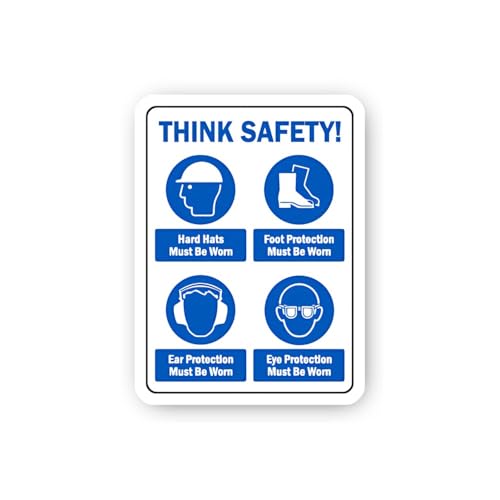 2 (Pieces) 3" and 5" Think Safety PPE Required Sticker, Waterproof Vinyl Decals for Many Purpose Lik