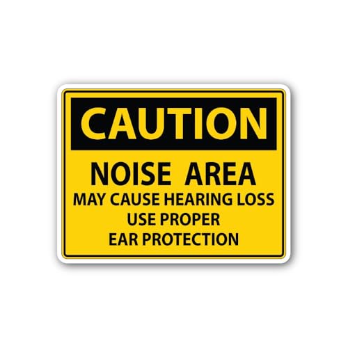 2 (Pieces) 3" and 5" Caution Noise Area Yellow Sign Sticker, Waterproof Vinyl Decals for Many Purpos