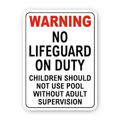 2 (Pieces) 3" and 5" Warning: No Lifeguard Adult Supervision Required Sticker, Waterproof Vinyl Deca