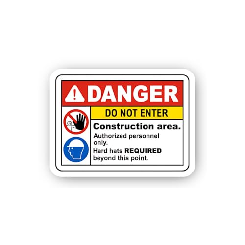 2 (Pieces) 3" and 5" Danger Do Not Enter Construction Zone Sign Sticker, Waterproof Vinyl Decals for