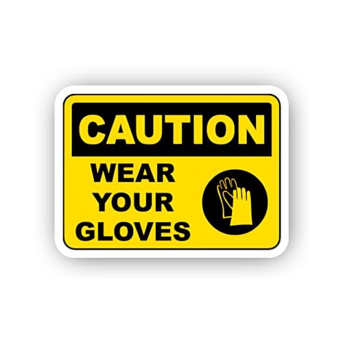 2 (Pieces) 3" and 5" Hand Protection Wear Caution Sticker, Waterproof Vinyl Decals for Many Purpose
