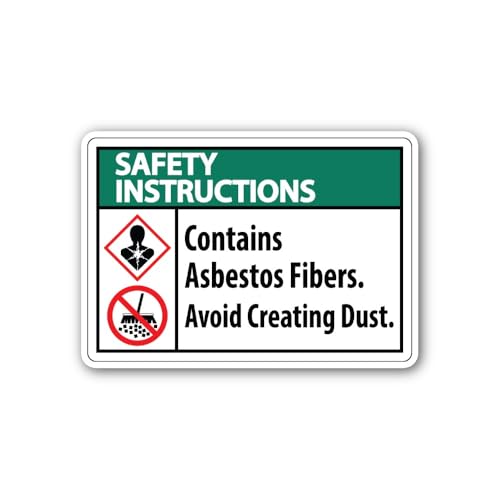2 (Pieces) 3" and 5" Asbestos Safety Instructions Sticker, Waterproof Vinyl Decals for Many Purpose