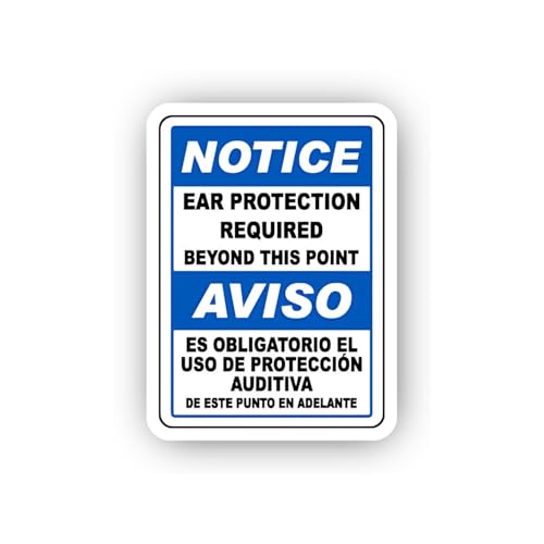 2 (Pieces) 3" and 5" Bilingual Hearing Protection Beyond Point Sticker, Waterproof Vinyl Decals for