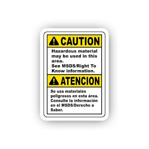 2 (Pieces) 3" and 5" Bilingual Hazardous Material Caution Sticker, Waterproof Vinyl Decals for Many