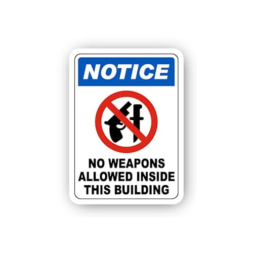 2 (Pieces) 3" and 5" No Weapons Allowed Inside Building Sign Sticker, Waterproof Vinyl Decals for Ma