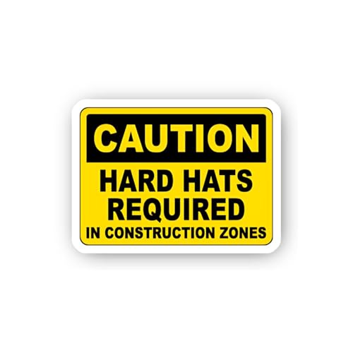 2 (Pieces) 3" and 5" Construction Zone Head Protection Sticker, Waterproof Vinyl Decals for Many Pur