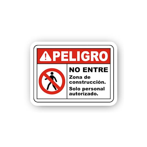 2 (Pieces) 3" and 5" Danger Authorized Personnel Only Spanish Sign Sticker, Waterproof Vinyl Decals