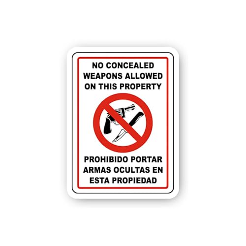 2 (Pieces) 3" and 5" Bilingual Concealed Weapons Prohibited Sticker, Waterproof Vinyl Decals for Man