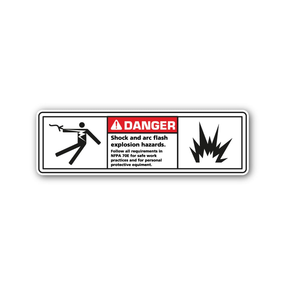 2 (Pieces) 3" and 5" Shock and arc Flash Explosion Hazards Text Sign Sticker, Waterproof Vinyl Decal