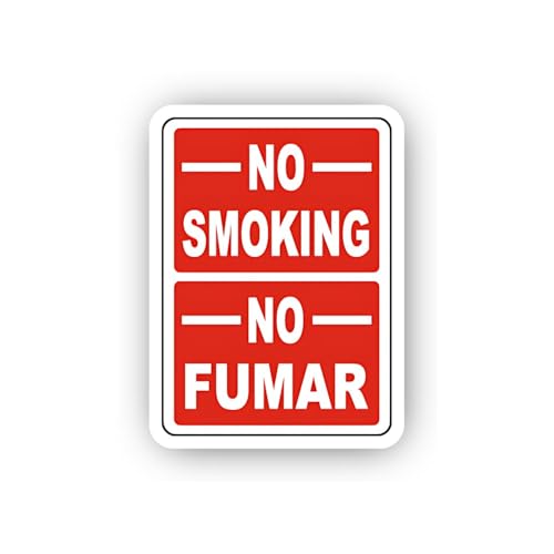 2 (Pieces) 3" and 5" Bilingual English and Spanish No Smoking Sticker, Waterproof Vinyl Decals for M