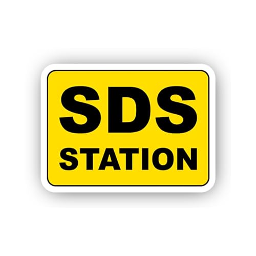 2 (Pieces) 3" and 5" Horizontal Yellow SDS Station Label Sticker, Waterproof Vinyl Decals for Many P