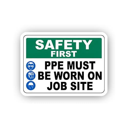 2 (Pieces) 3" and 5" Job Site Mandatory PPE Sticker, Waterproof Vinyl Decals for Many Purpose Like C