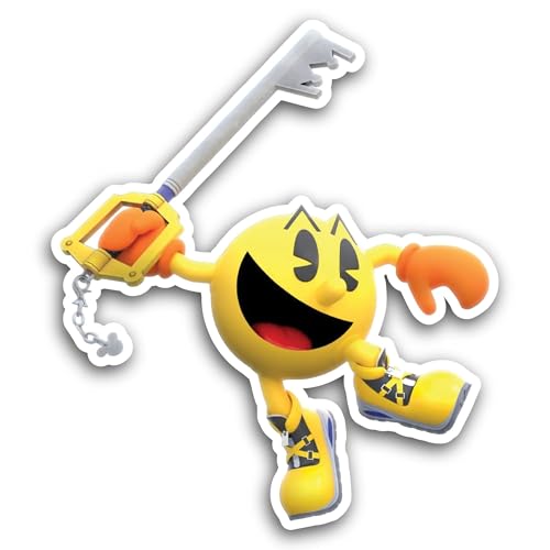 2 (Pieces) 3" and 5" Yellow Cartoon Character with Key Sticker, Waterproof Vinyl Decals for Many Pur