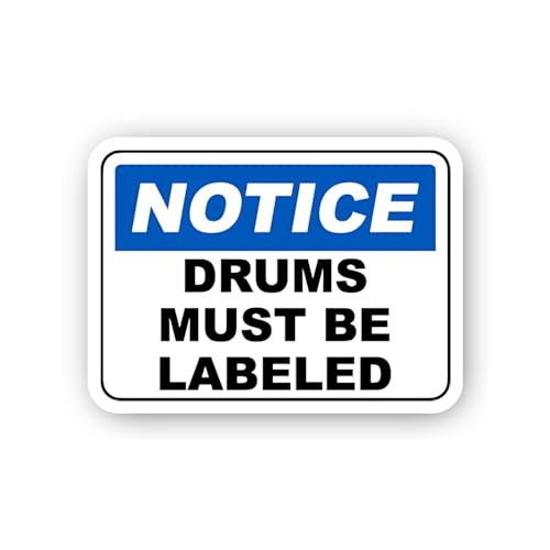 2 (Pieces) 3" and 5" Notice Drums Must Be Labeled Sticker, Waterproof Vinyl Decals for Many Purpose