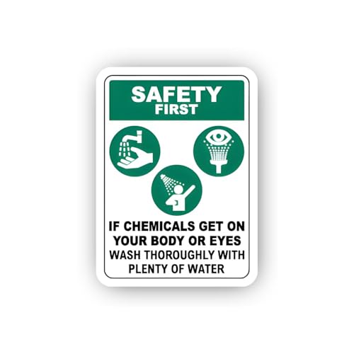 2 (Pieces) 3" and 5" Chemical Exposure Emergency Wash Safety Sign Sticker, Waterproof Vinyl Decals f