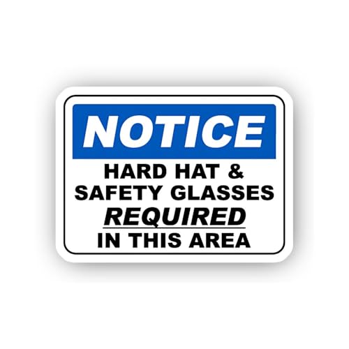 2 (Pieces) 3" and 5" Protective Headwear and Eyewear Notice Sticker, Waterproof Vinyl Decals for Man