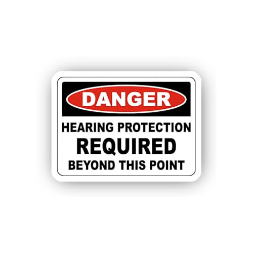 2 (Pieces) 3" and 5" Danger Hearing Protection Requirement Sticker, Waterproof Vinyl Decals for Many