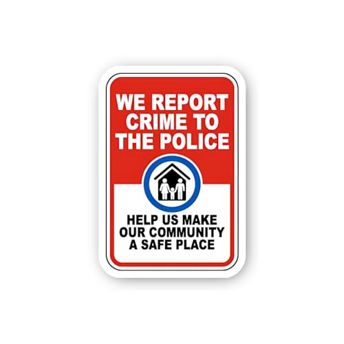 2 (Pieces) 3" and 5" Report Crime to Police Safe Community Sticker, Waterproof Vinyl Decals for Many