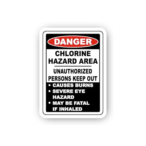 2 (Pieces) 3" and 5" Danger Chlorine Hazard Restricted Area Sticker, Waterproof Vinyl Decals for Man