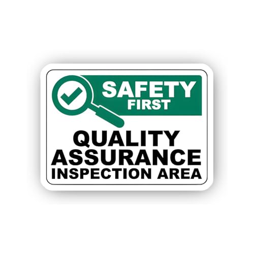 2 (Pieces) 3" and 5" Safety First Quality Assurance Inspection Area Sign Sticker, Waterproof Vinyl D