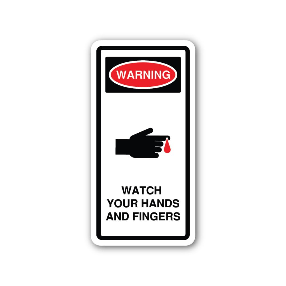 2 (Pieces) 3" and 5" Risk of cuts or Other Hand Injuries Sticker, Waterproof Vinyl Decals for Many P