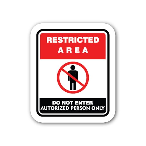 2 (Pieces) 3" and 5" Restricted Area AUTORIZED Person ONLY Sign Sticker, Waterproof Vinyl Decals for