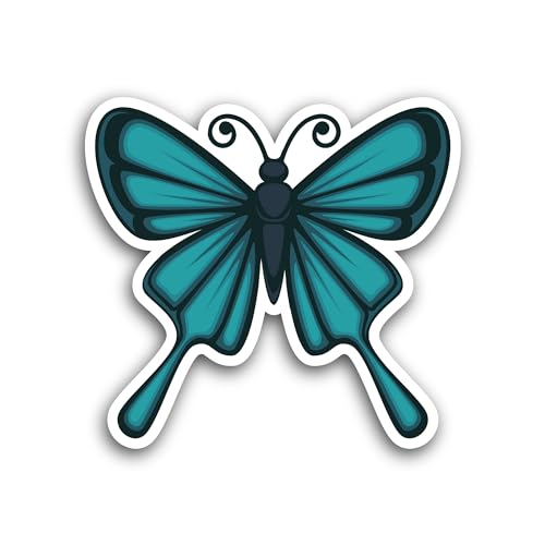 2 (Pieces) 3" and 5" Blue and Black Butterfly Sticker, Waterproof Vinyl Decals for Many Purpose Like