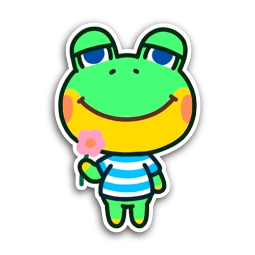 2 (Pieces) 3" and 5" Cartoon Frog with Flower Sticker, Waterproof Vinyl Decals for Many Purpose Like