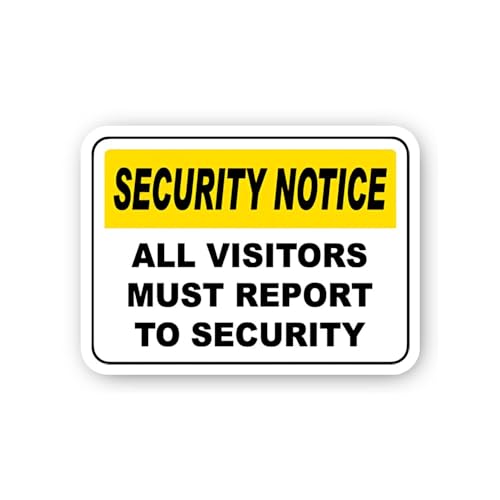 2 (Pieces) 3" and 5" Security Notice: Report to Security Sticker, Waterproof Vinyl Decals for Many P