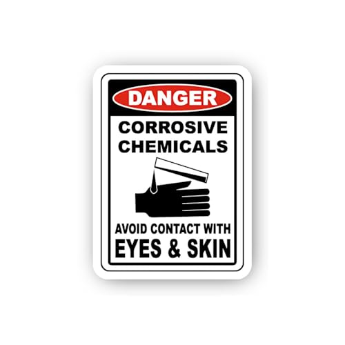 2 (Pieces) 3" and 5" Danger Corrosive Chemicals Contact Warning Sticker, Waterproof Vinyl Decals for