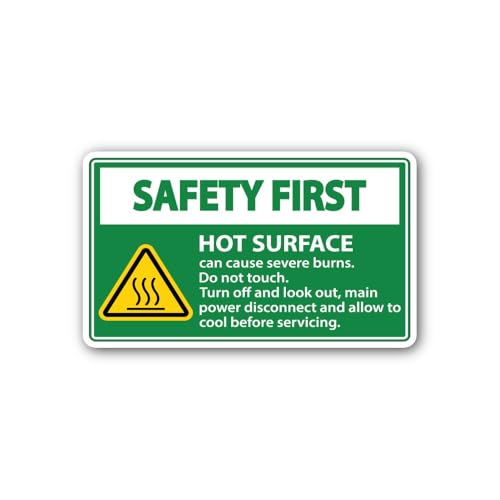 2 (Pieces) 3" and 5" Safety First HOT Surface Sticker, Waterproof Vinyl Decals for Many Purpose Like