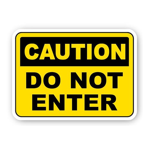 2 (Pieces) 3" and 5" Caution Do Not Enter Yellow Sign Sticker, Waterproof Vinyl Decals for Many Purp