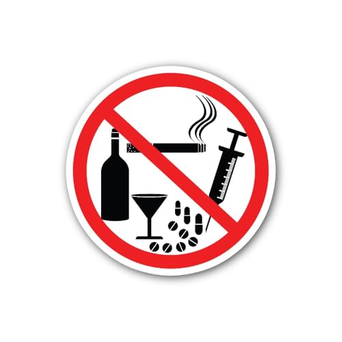 2 (Pieces) 3" and 5" No Alcohol no Drugs Sign Sticker, Waterproof Vinyl Decals for Many Purpose Like