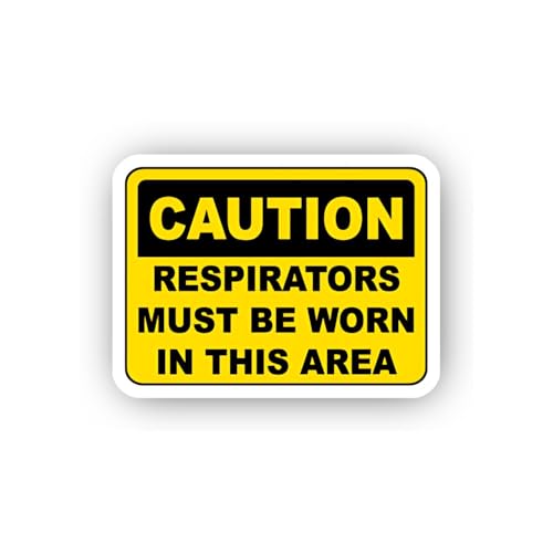2 (Pieces) 3" and 5" General Respiratory Protection Caution Sticker, Waterproof Vinyl Decals for Man