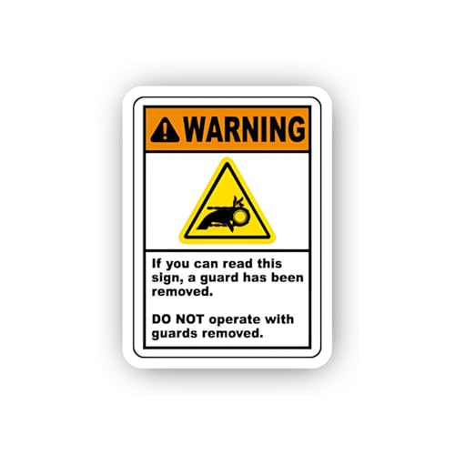 2 (Pieces) 3" and 5" Missing Safety Guard Warning Notice Sticker, Waterproof Vinyl Decals for Many P