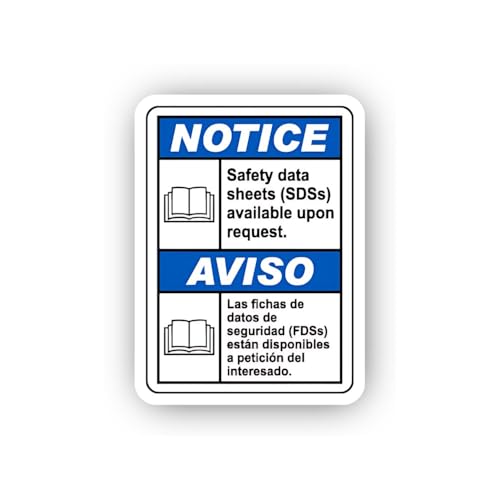 2 (Pieces) 3" and 5" Bilingual Notice and Aviso SDS Sticker, Waterproof Vinyl Decals for Many Purpos