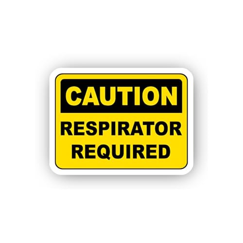 2 (Pieces) 3" and 5" Yellow Caution Respirator Warning Sticker, Waterproof Vinyl Decals for Many Pur