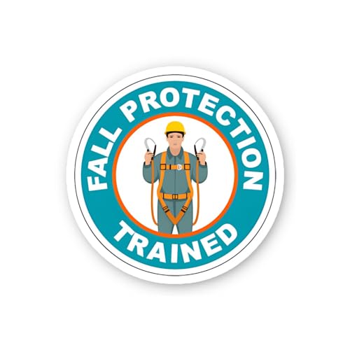 2 (Pieces) 3" and 5" Fall Protection Trained Worker Sticker, Waterproof Vinyl Decals for Many Purpos