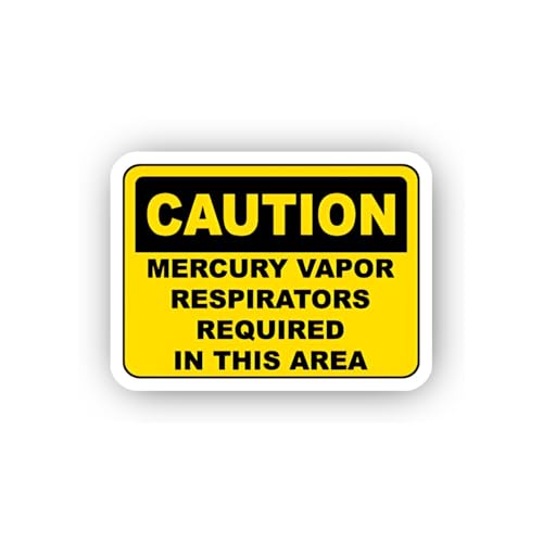2 (Pieces) 3" and 5" Mercury Vapor Inhalation Caution Sticker, Waterproof Vinyl Decals for Many Purp